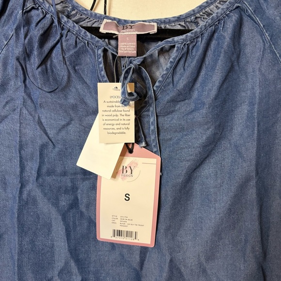 By Design Blue Lyocell Peasant Top - Picture 5 of 6